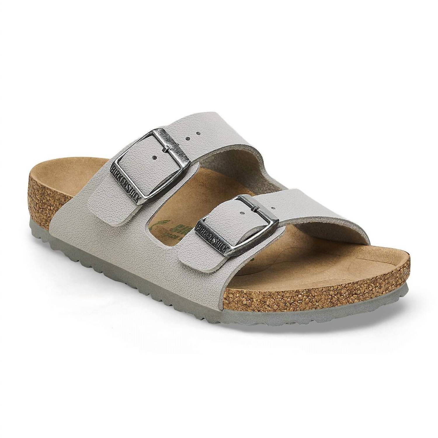 New Birkenstock Kids Arizona Kid Vegan Sandals In Stone Coin